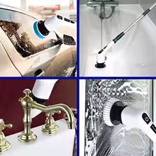 Electric Cleaning Brush:9-in-1 Head,Rotates Flexibly Multifunction Tool for Bathroom, Floors, Corner Gaps and Shower Room Glass.