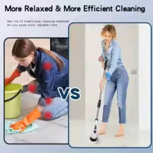 Electric Cleaning Brush:9-in-1 Head,Rotates Flexibly Multifunction Tool for Bathroom, Floors, Corner Gaps and Shower Room Glass.