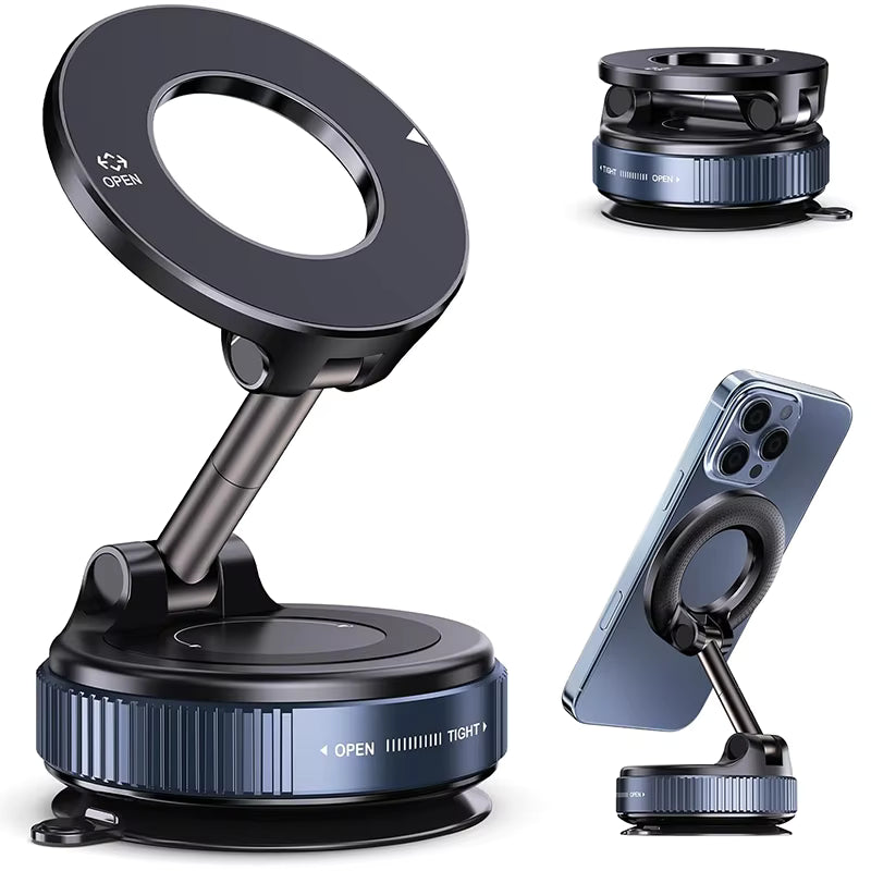 Car Phone Magnetic Stand Mechanical Vacuum Suction Cup Rotate 360° Magnetic Adsorption Bracket Navigation Universal Holder
