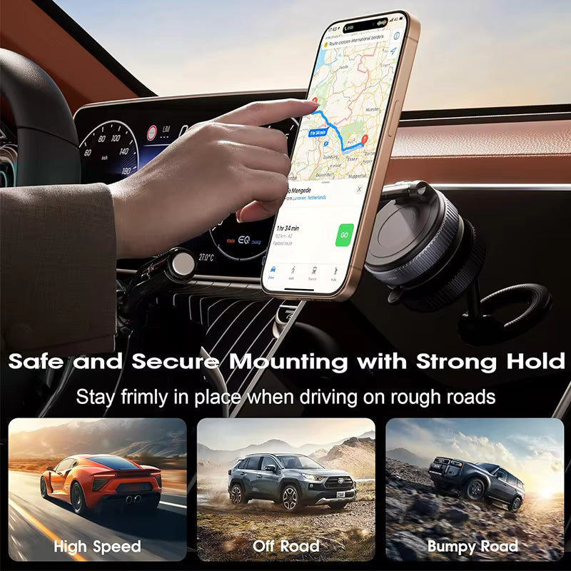 Car Phone Magnetic Stand Mechanical Vacuum Suction Cup Rotate 360° Magnetic Adsorption Bracket Navigation Universal Holder