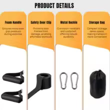 5 Levels Resistance Bands Set with Handles, Pull Up Assist Bands for Muscle Training Yoga Home Gym, Door Anchor + Carabiner
